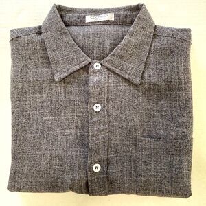 COOFANDY Gray Heather Button Front Short Sleeve Shirt Size Small